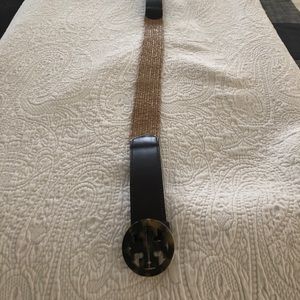 Tory Burch Belt with Gold Tortoise Shell Buckle